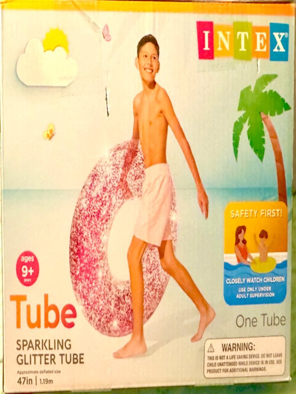 Intex Pink Sparkling Inflatable Glitter Tube